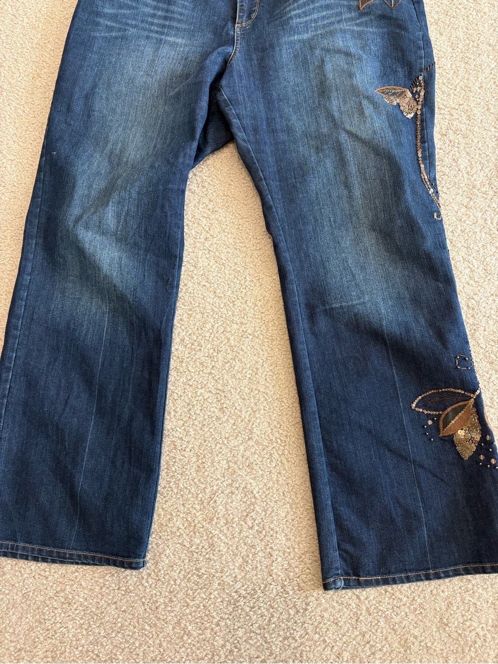Coldwater Creek Blue Embroidered Flare Jeans with Butterfly Accents - Picture 7 of 8